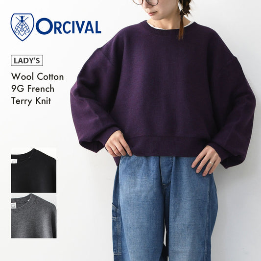 ORCIVAL [オーチバル・オーシバル] Wool Cotton 9G French Terry Knit [OR-D0119MON] ウールコットン9Gフレンチテリーニット・ニット・プルオーバーニット・ラウンドネック・ボリュームスリーブ・ドロップショルダー・LADY'S [2025AW]