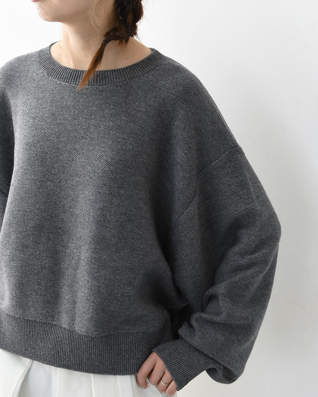 ORCIVAL [オーチバル・オーシバル] Wool Cotton 9G French Terry Knit [OR-D0119MON] ウールコットン9Gフレンチテリーニット・ニット・プルオーバーニット・ラウンドネック・ボリュームスリーブ・ドロップショルダー・LADY'S [2025AW]