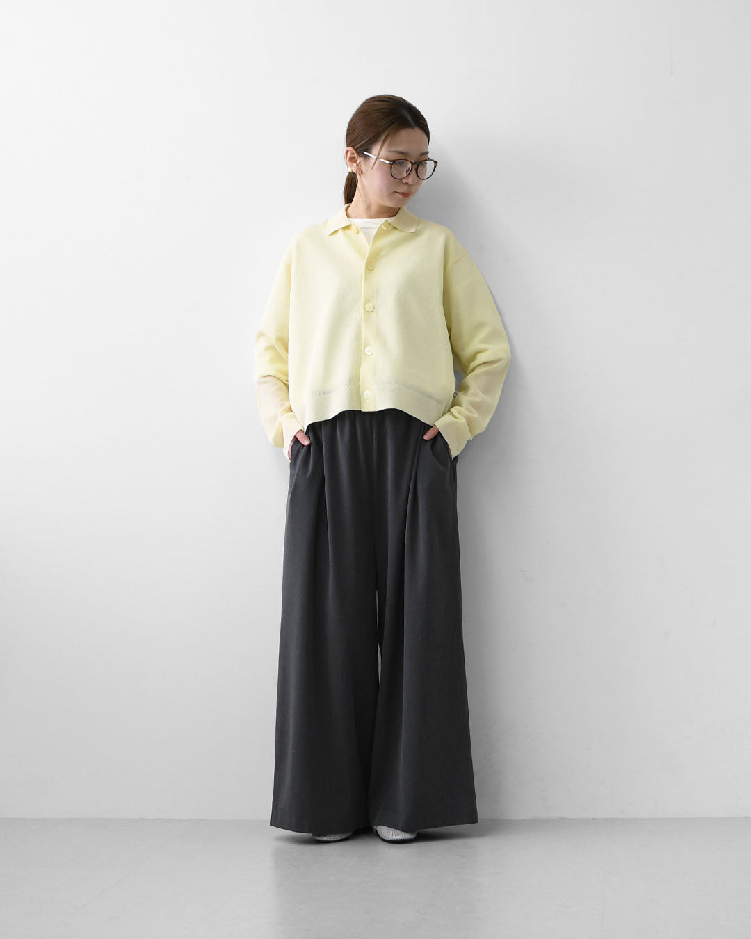 ORCIVAL [オーチバル・オーシバル] Collar Polo Knit Cardigan [OR-D0140WJQ] カラーポロニット・ニット・大きめ襟・レギュラーカラー・ドロップショルダー・ジャガード編み・キレイめ・LADY'S [2026SS]