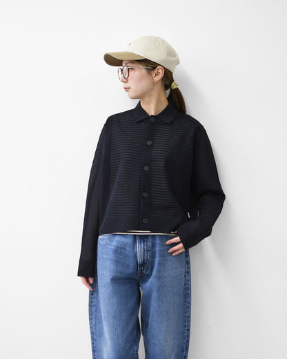 ORCIVAL [オーチバル・オーシバル] Collar Polo Knit Cardigan [OR-D0140WJQ] カラーポロニット・ニット・大きめ襟・レギュラーカラー・ドロップショルダー・ジャガード編み・キレイめ・LADY'S [2026SS]