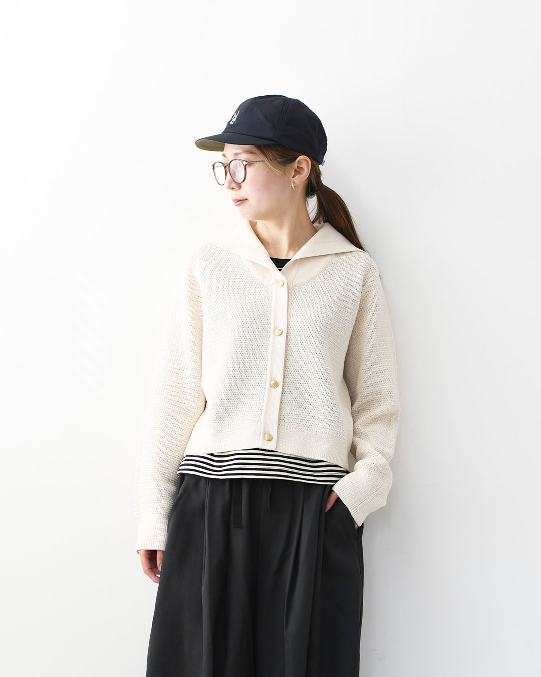 ORCIVAL [オーチバル・オーシバル] W Sailor Collar Knit Cardigan [OR-D0141SIN] セーラーカラーニットカーディガン・ニットカーディガン・セーラーカラー・カノコ編み・LADY'S [2026SS]