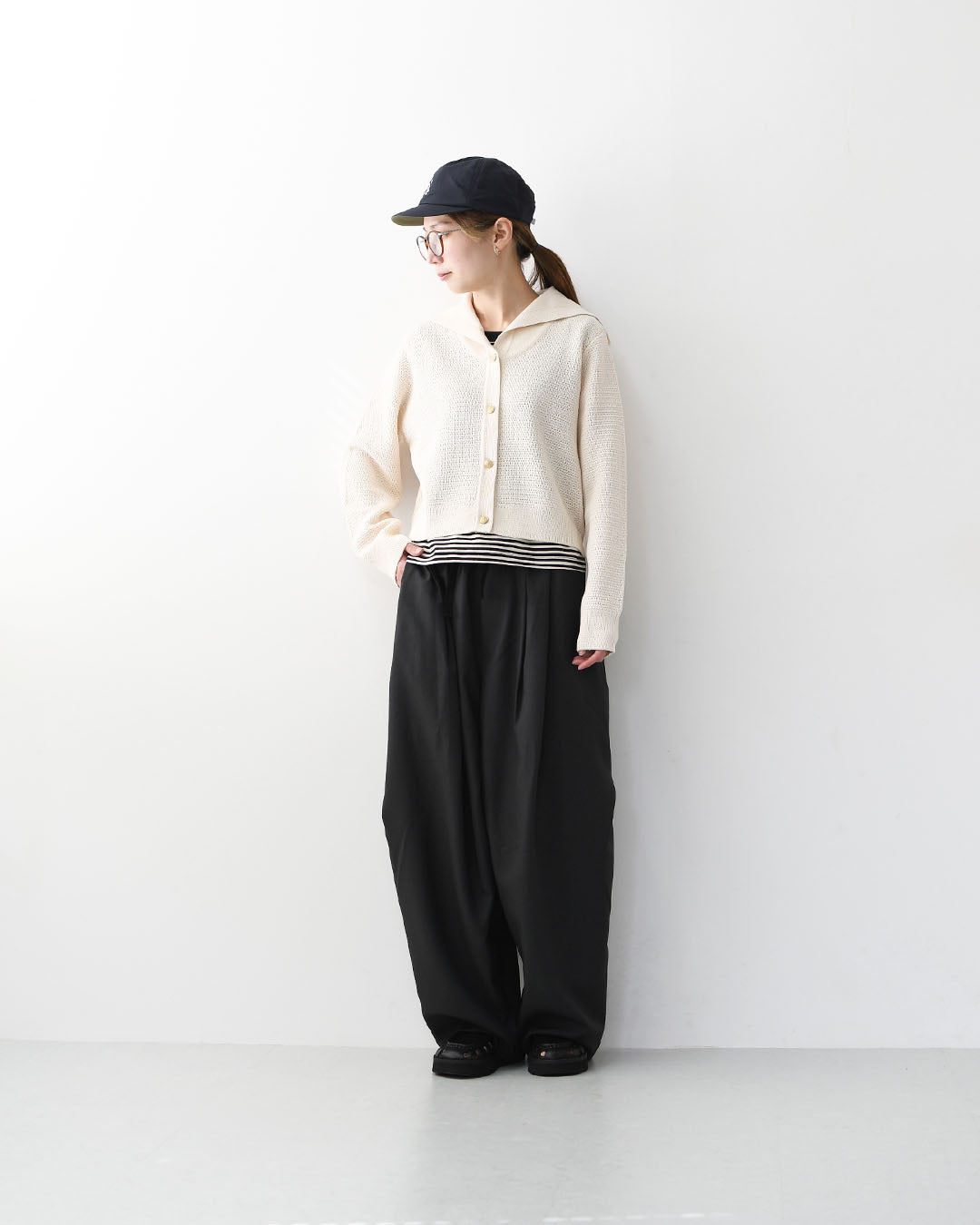 ORCIVAL [オーチバル・オーシバル] W Sailor Collar Knit Cardigan [OR-D0141SIN] セーラーカラーニットカーディガン・ニットカーディガン・セーラーカラー・カノコ編み・LADY'S [2026SS]