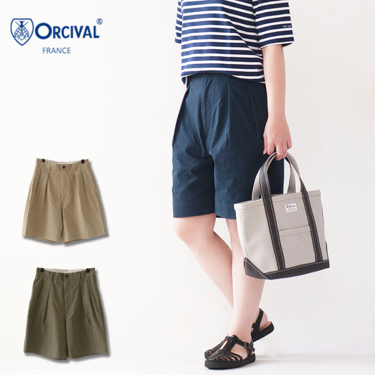 ORCIVAL [オーチバル・オーシバル] W TUCK SHORT TROUSERS [OR-E0200CNB] タックショートトラウザーズ [2024SS]