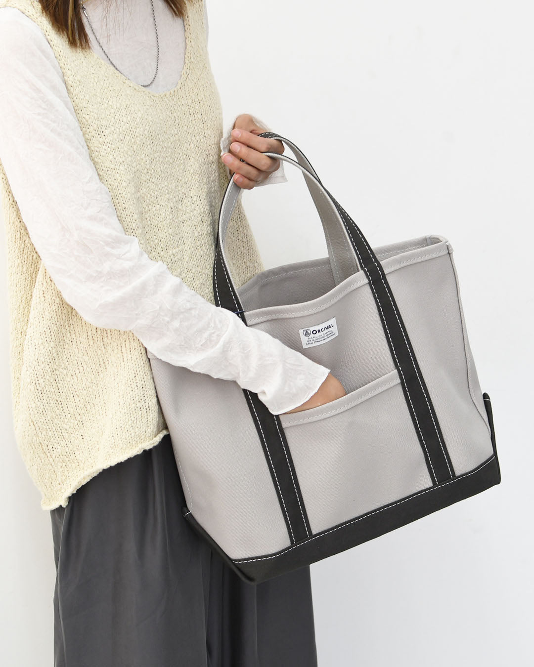 ORCIVAL [オーチバル・オーシバル] Tote Bag Medium -BY COLOR- [OR-H0284KWC-B] トートバッグ ミディアム-バイカラー-・Mサイズ・大きめトート・ラージトート A4サイズもOK・エコバッグ・ショッピングバッグ・MEN'S / LADY'S [2025AW]