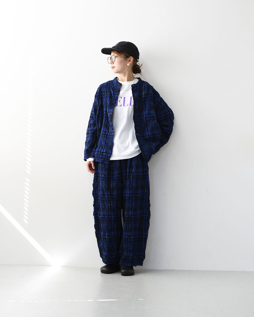 prit [プリット] ウールコットンチェック ワンタックバギーパンツ [P70611] ゆったりシルエット・ワイドシルエット・着心地・柔らか・セットアップ・LADY'S [2025AW]