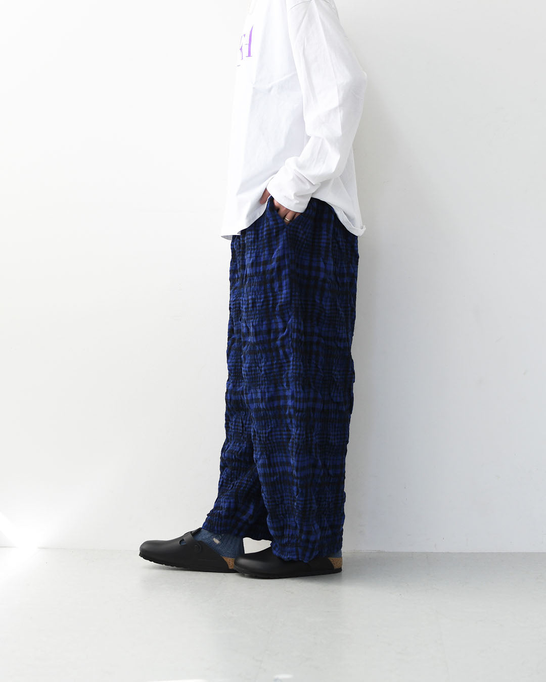 prit [プリット] ウールコットンチェック ワンタックバギーパンツ [P70611] ゆったりシルエット・ワイドシルエット・着心地・柔らか・セットアップ・LADY'S [2025AW]