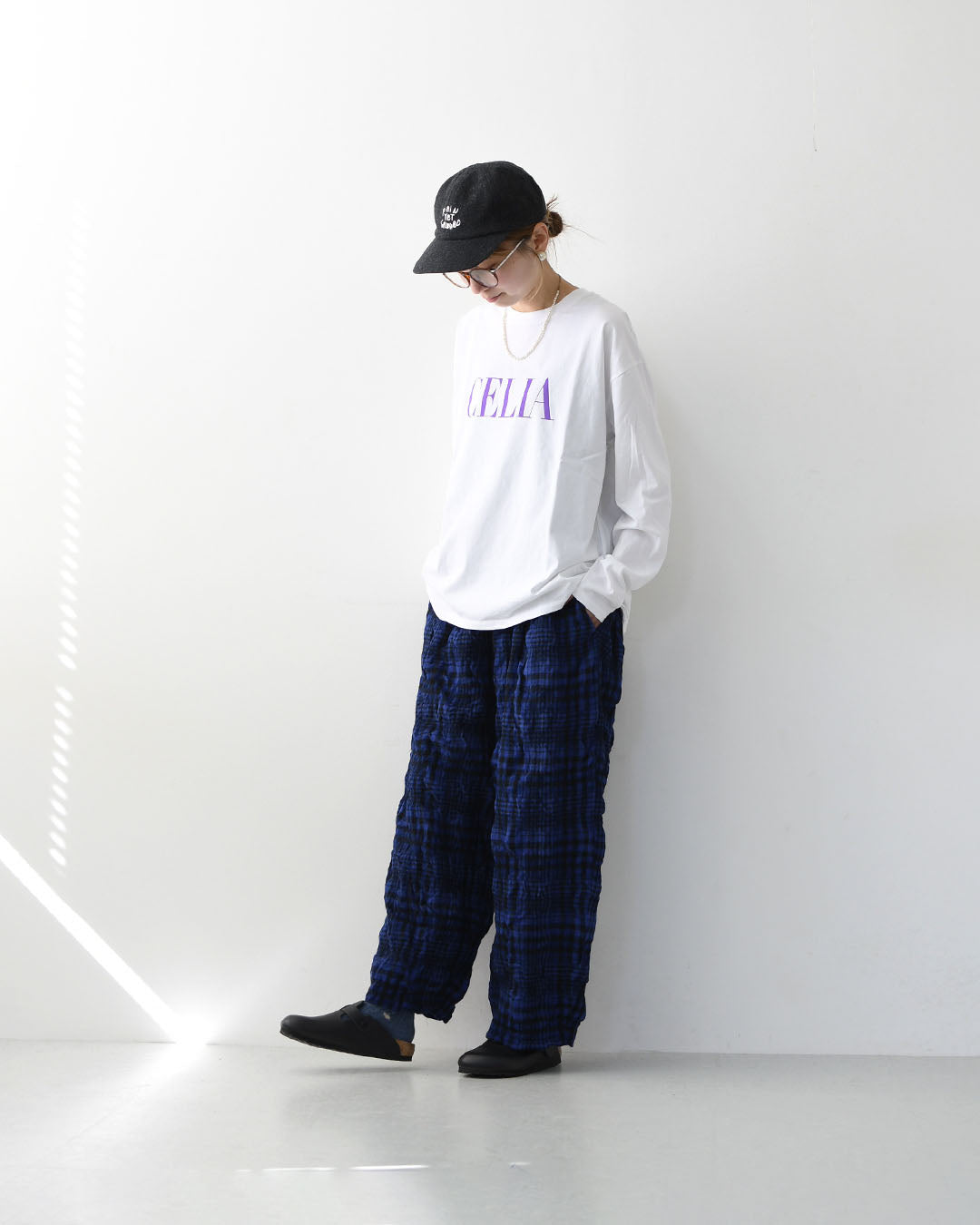 prit [プリット] ウールコットンチェック ワンタックバギーパンツ [P70611] ゆったりシルエット・ワイドシルエット・着心地・柔らか・セットアップ・LADY'S [2025AW]