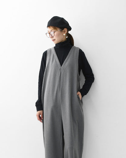 prit [プリット] 30/2ツイルストレッチ裏起毛　Vネックオールインワン [P70620] サロペット・Vネック・ゆったりシルエット・LADY'S [2025AW]