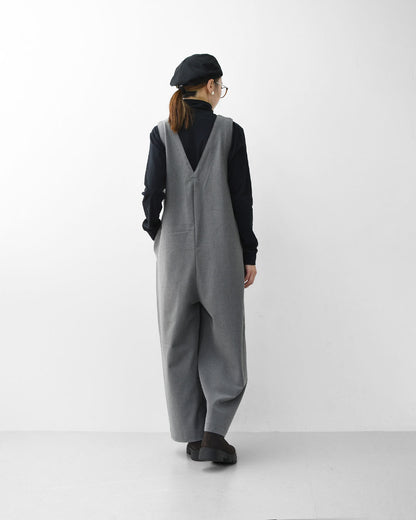 prit [プリット] 30/2ツイルストレッチ裏起毛　Vネックオールインワン [P70620] サロペット・Vネック・ゆったりシルエット・LADY'S [2025AW]