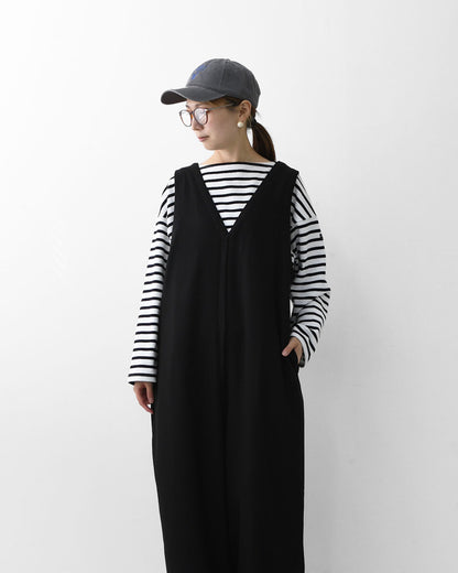 prit [プリット] 30/2ツイルストレッチ裏起毛　Vネックオールインワン [P70620] サロペット・Vネック・ゆったりシルエット・LADY'S [2025AW]