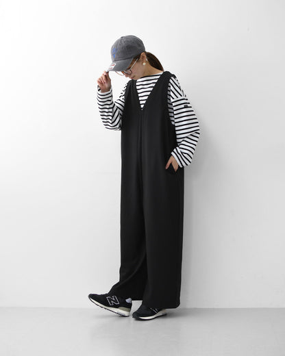 prit [プリット] 30/2ツイルストレッチ裏起毛　Vネックオールインワン [P70620] サロペット・Vネック・ゆったりシルエット・LADY'S [2025AW]