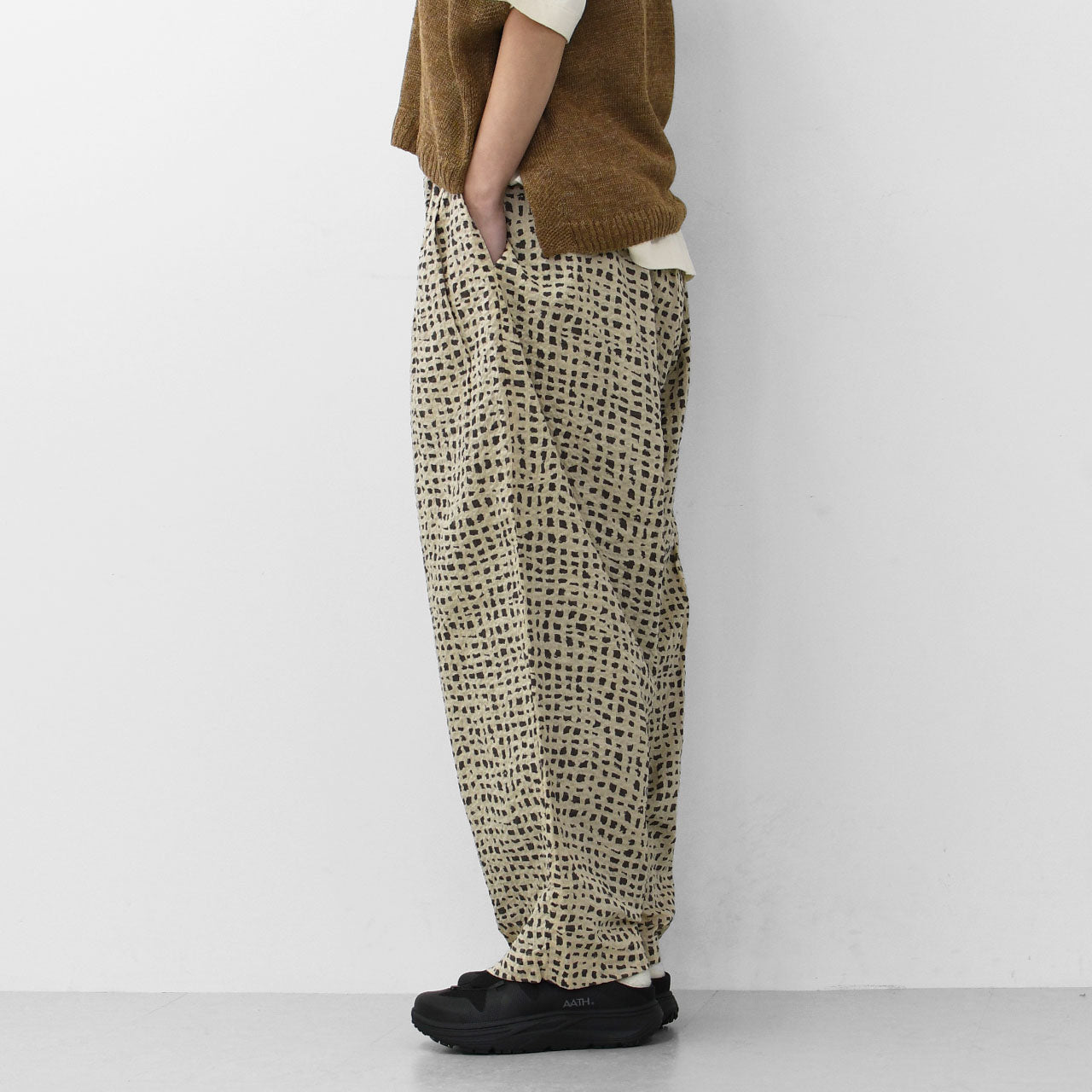 prit [プリット] 80/1ローンラフチェックプリント ワンタックバギーパンツ [P71520] [2025SS]