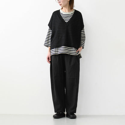 prit [プリット] 綿麻シャドウチェックワンタックバギーパンツ [P71521]  [2025SS]