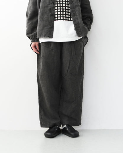 prit [プリット] リネンコットン交織平織ピグメン加工タックバギーパンツ  [P71602] ワイドパンツ・ヴィンテージ風・オーバーサイズ・ゆったりサイズ・リネンコットン・セットアップ・LADY'S [2026SS]