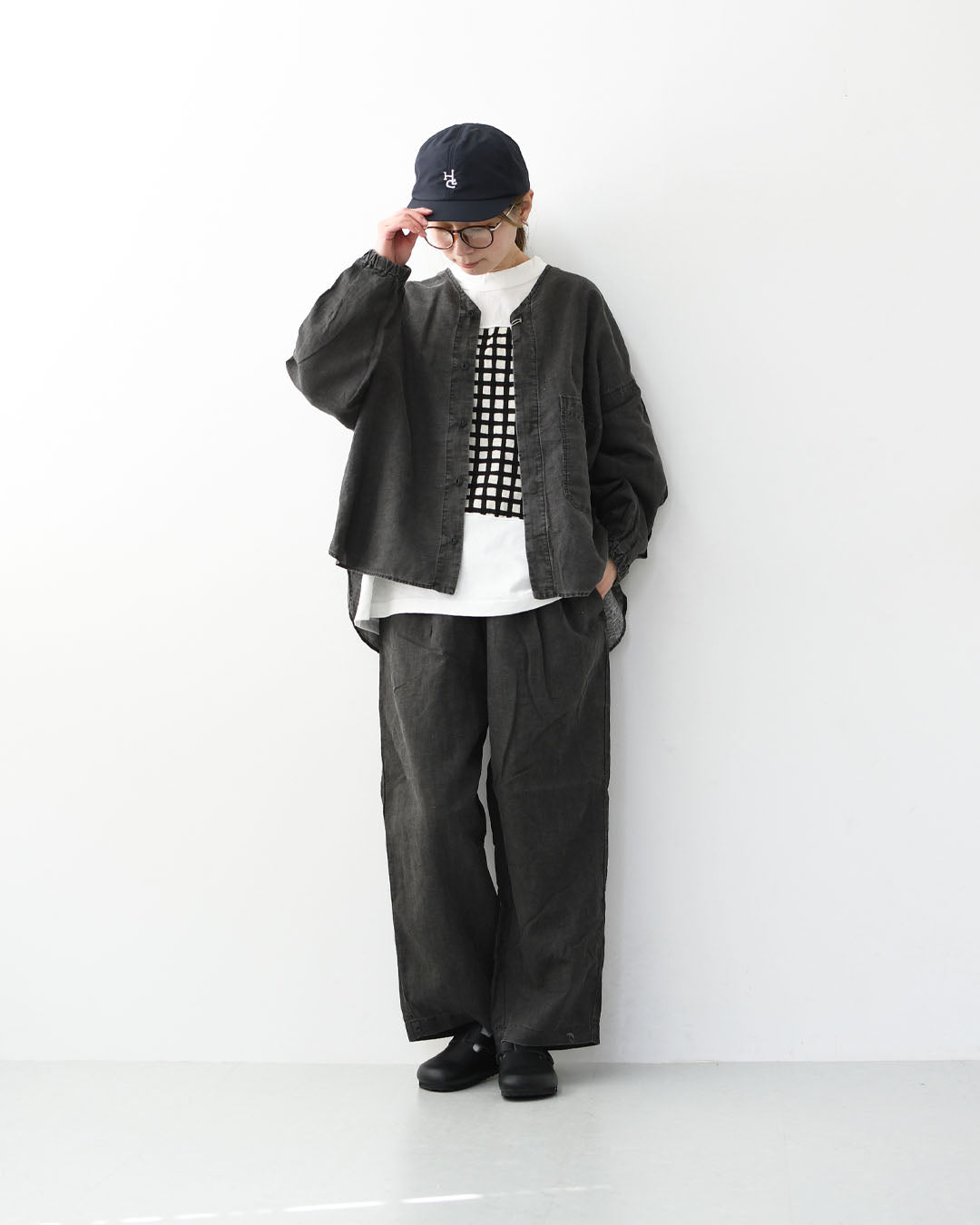 prit [プリット] リネンコットン交織平織ピグメン加工タックバギーパンツ  [P71602] ワイドパンツ・ヴィンテージ風・オーバーサイズ・ゆったりサイズ・リネンコットン・セットアップ・LADY'S [2026SS]