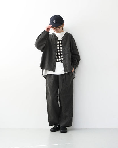 prit [プリット] リネンコットン交織平織ピグメン加工タックバギーパンツ  [P71602] ワイドパンツ・ヴィンテージ風・オーバーサイズ・ゆったりサイズ・リネンコットン・セットアップ・LADY'S [2026SS]