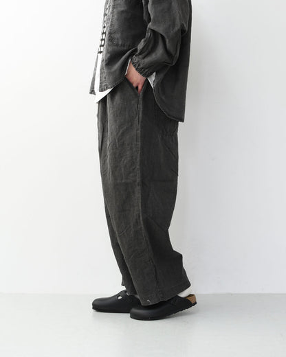 prit [プリット] リネンコットン交織平織ピグメン加工タックバギーパンツ  [P71602] ワイドパンツ・ヴィンテージ風・オーバーサイズ・ゆったりサイズ・リネンコットン・セットアップ・LADY'S [2026SS]