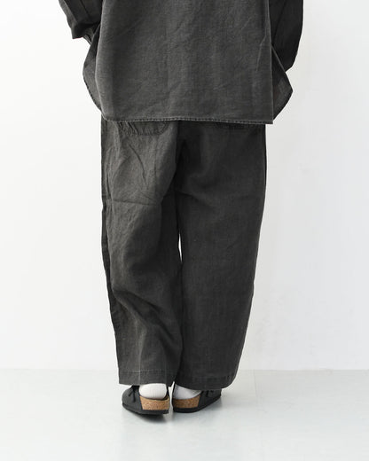 prit [プリット] リネンコットン交織平織ピグメン加工タックバギーパンツ  [P71602] ワイドパンツ・ヴィンテージ風・オーバーサイズ・ゆったりサイズ・リネンコットン・セットアップ・LADY'S [2026SS]