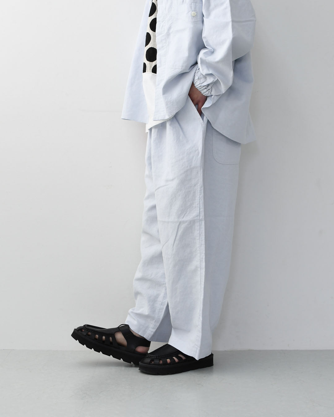 prit [プリット] リネンコットン交織平織ピグメン加工タックバギーパンツ  [P71602] ワイドパンツ・ヴィンテージ風・オーバーサイズ・ゆったりサイズ・リネンコットン・セットアップ・LADY'S [2026SS]