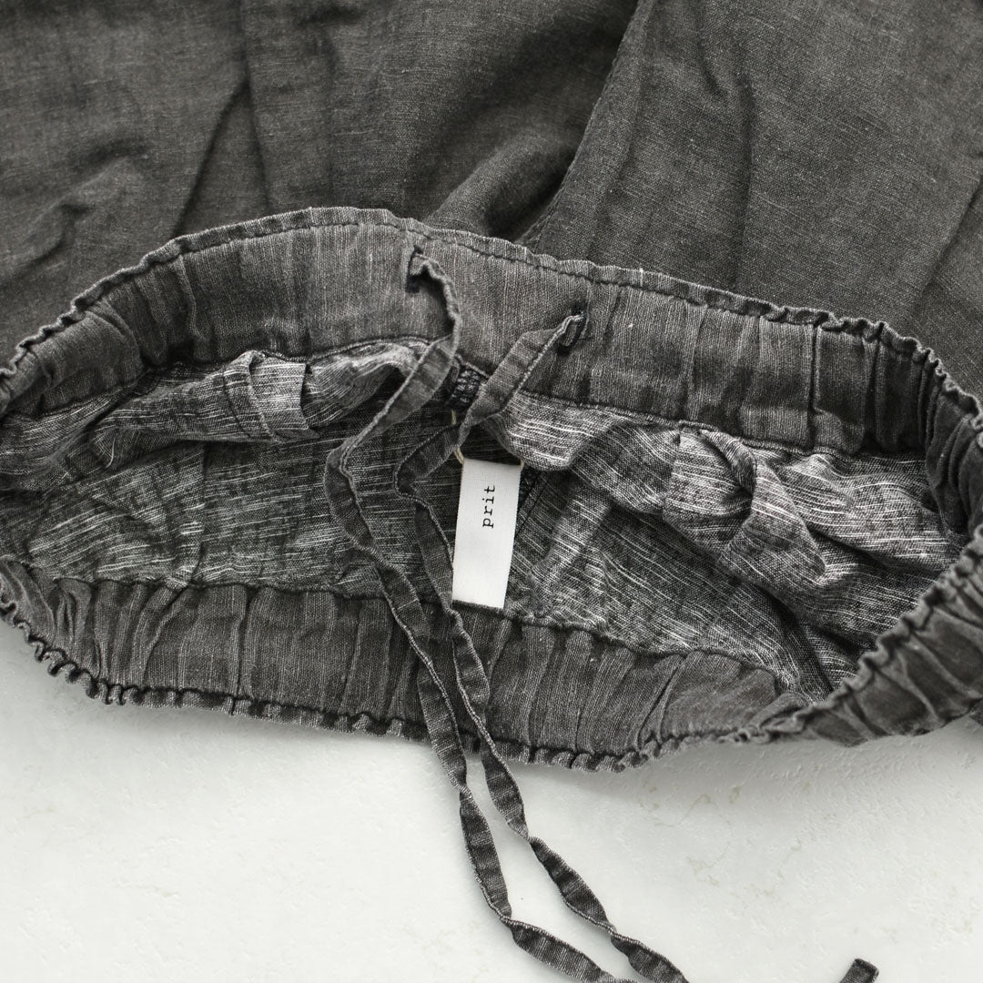 prit [プリット] リネンコットン交織平織ピグメン加工タックバギーパンツ  [P71602] ワイドパンツ・ヴィンテージ風・オーバーサイズ・ゆったりサイズ・リネンコットン・セットアップ・LADY'S [2026SS]