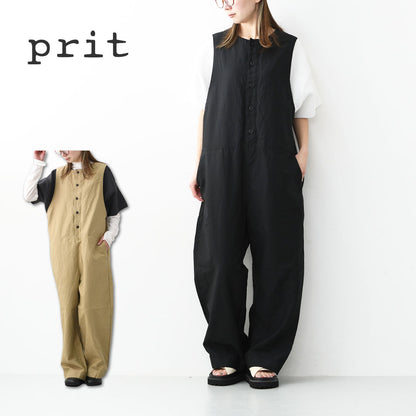 prit [プリット] コットンリネンライトバックサテンオールインワン [P71603] オールインワン・コットンリネン・ゆったりシルエット・LADY'S [2026SS]