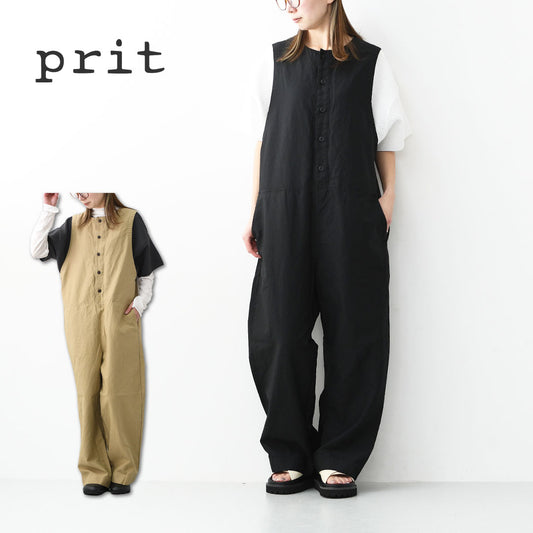 prit [プリット] コットンリネンライトバックサテンオールインワン [P71603] オールインワン・コットンリネン・ゆったりシルエット・LADY'S [2026SS]