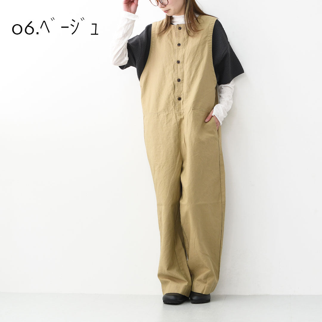 prit [プリット] コットンリネンライトバックサテンオールインワン [P71603] オールインワン・コットンリネン・ゆったりシルエット・LADY'S [2026SS]