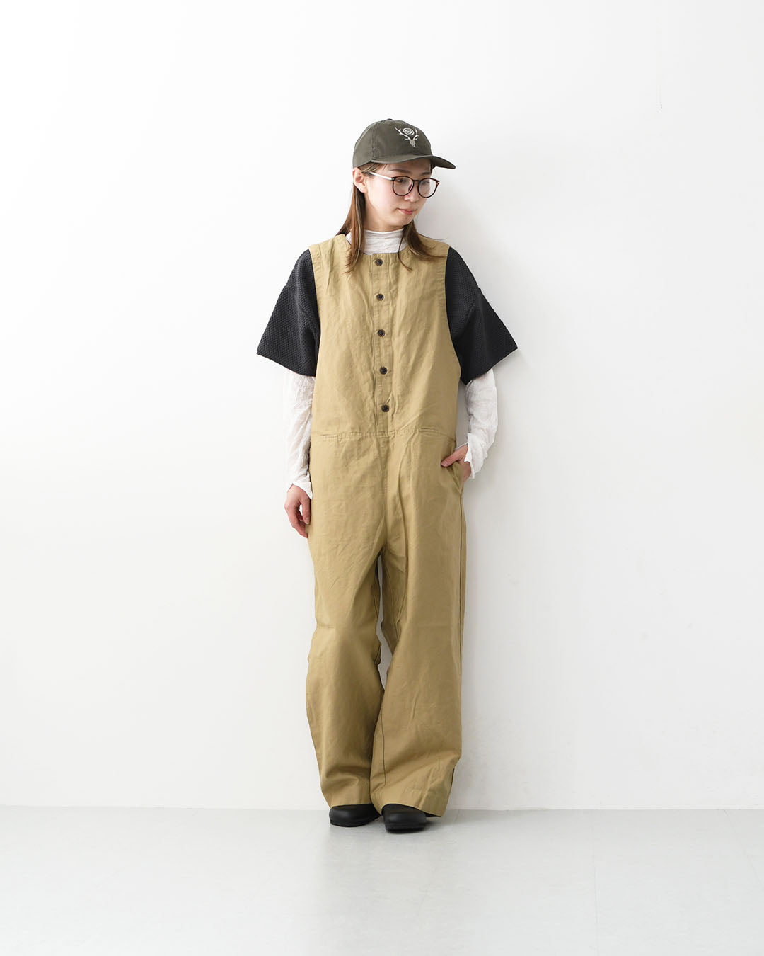 prit [プリット] コットンリネンライトバックサテンオールインワン [P71603] オールインワン・コットンリネン・ゆったりシルエット・LADY'S [2026SS]