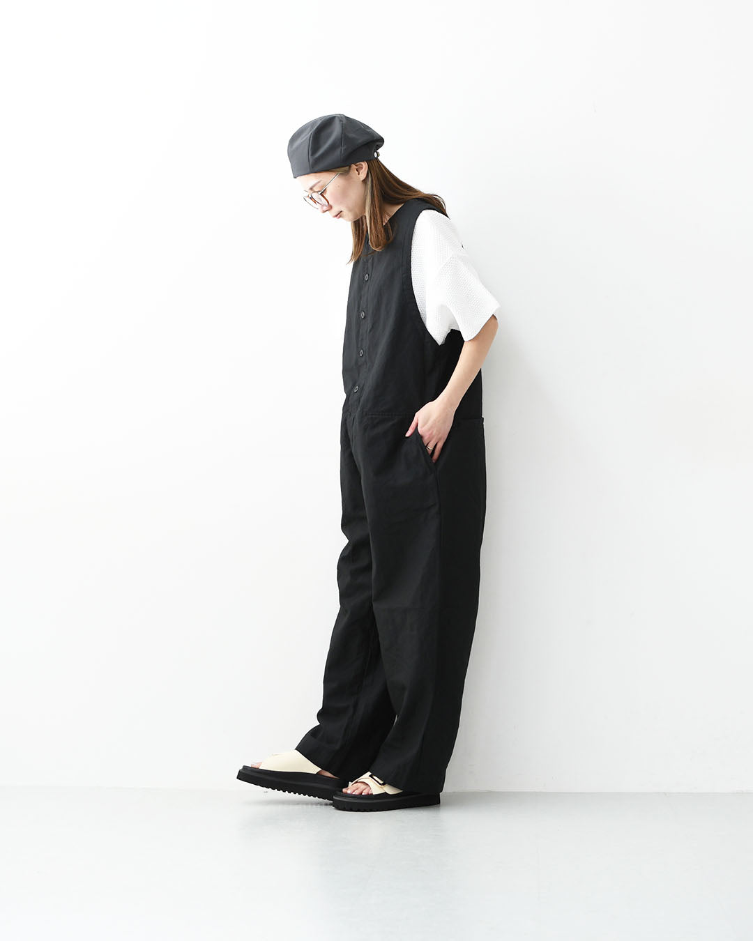 prit [プリット] コットンリネンライトバックサテンオールインワン [P71603] オールインワン・コットンリネン・ゆったりシルエット・LADY'S [2026SS]