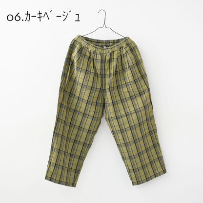 prit [プリット] 16/1リネンコットンチェックタックイージーパンツ [P71609] イージーパンツ・チェック・コットンリネン・リラックスパンツ・ゆったっりシルエット・LADY'S [2026SS]