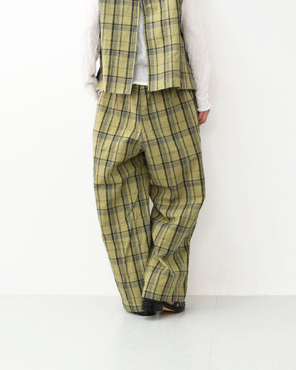 prit [プリット] 16/1リネンコットンチェックタックイージーパンツ [P71609] イージーパンツ・チェック・コットンリネン・リラックスパンツ・ゆったっりシルエット・LADY'S [2026SS]