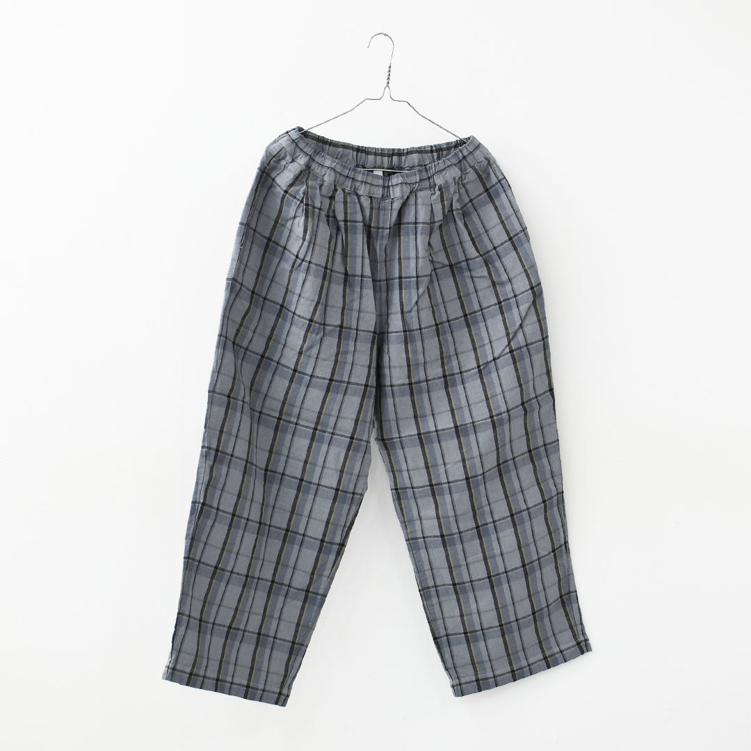 prit [プリット] 16/1リネンコットンチェックタックイージーパンツ [P71609] イージーパンツ・チェック・コットンリネン・リラックスパンツ・ゆったっりシルエット・LADY'S [2026SS]