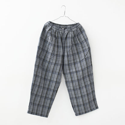 prit [プリット] 16/1リネンコットンチェックタックイージーパンツ [P71609] イージーパンツ・チェック・コットンリネン・リラックスパンツ・ゆったっりシルエット・LADY'S [2026SS]