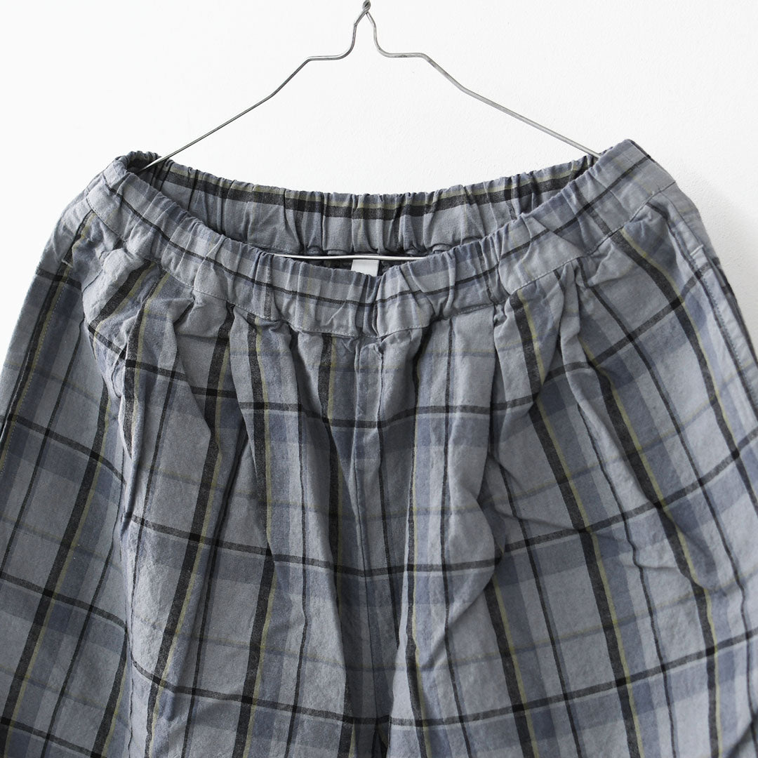 prit [プリット] 16/1リネンコットンチェックタックイージーパンツ [P71609] イージーパンツ・チェック・コットンリネン・リラックスパンツ・ゆったっりシルエット・LADY'S [2026SS]