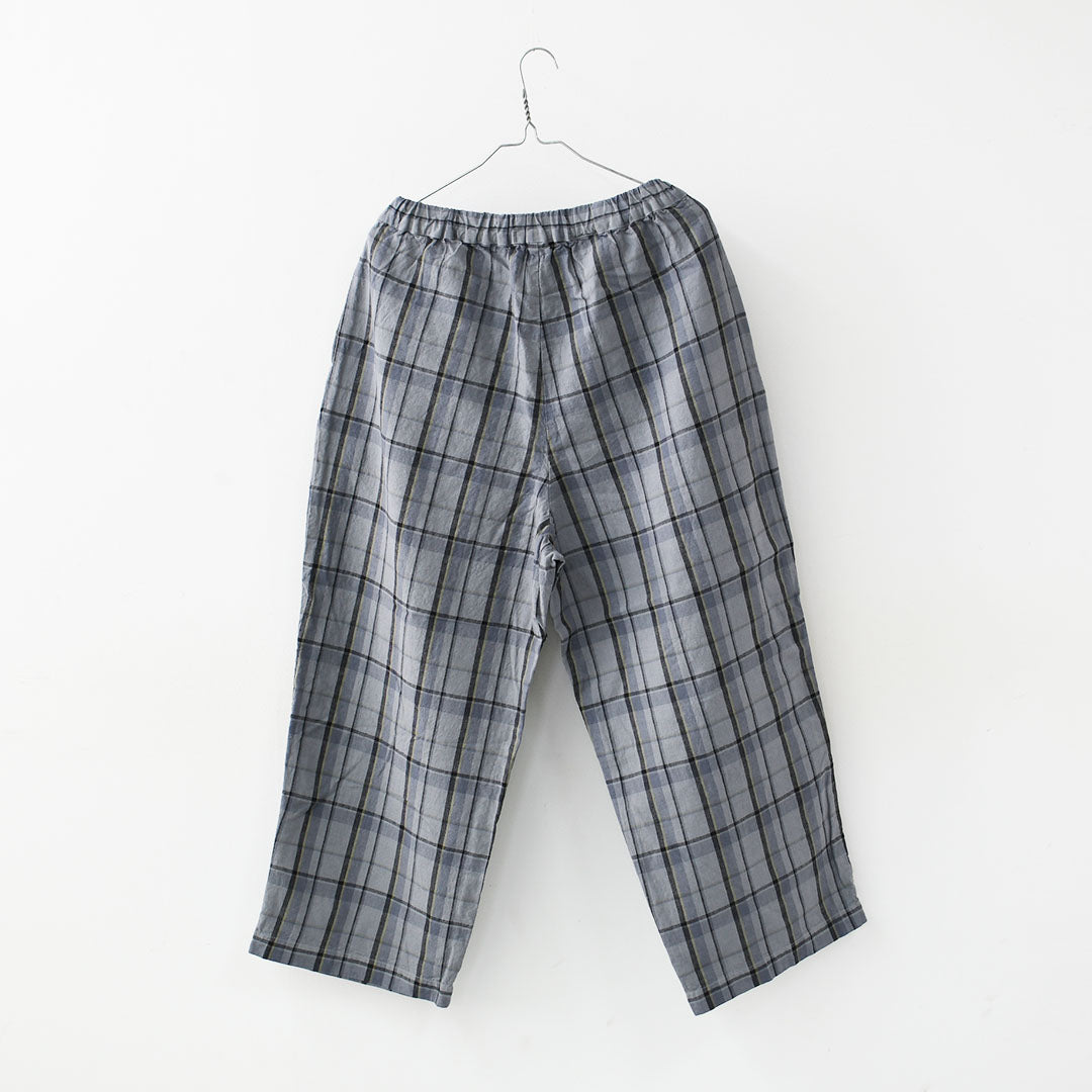prit [プリット] 16/1リネンコットンチェックタックイージーパンツ [P71609] イージーパンツ・チェック・コットンリネン・リラックスパンツ・ゆったっりシルエット・LADY'S [2026SS]