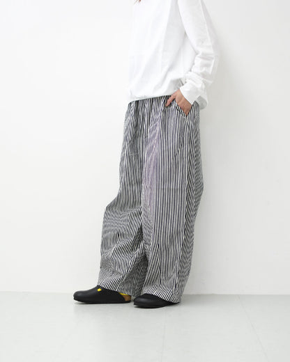 prit [プリット] 8oz ヒッコリーデニムボールパンツ [P71614] ヒッコリー柄・縦縞・ストライプ・ゆったりシルエット・リラックスパンツ・ナチュラルコーデ・カジュアル・柔らかデニム・LADY'S [2026SS]