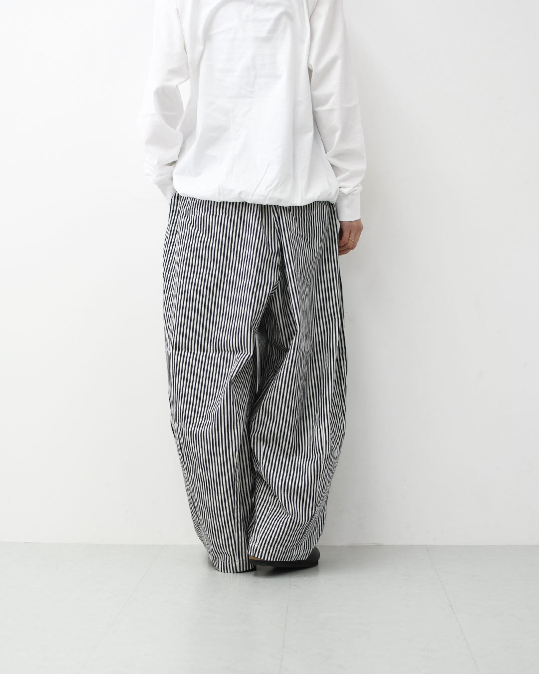 prit [プリット] 8oz ヒッコリーデニムボールパンツ [P71614] ヒッコリー柄・縦縞・ストライプ・ゆったりシルエット・リラックスパンツ・ナチュラルコーデ・カジュアル・柔らかデニム・LADY'S [2026SS]