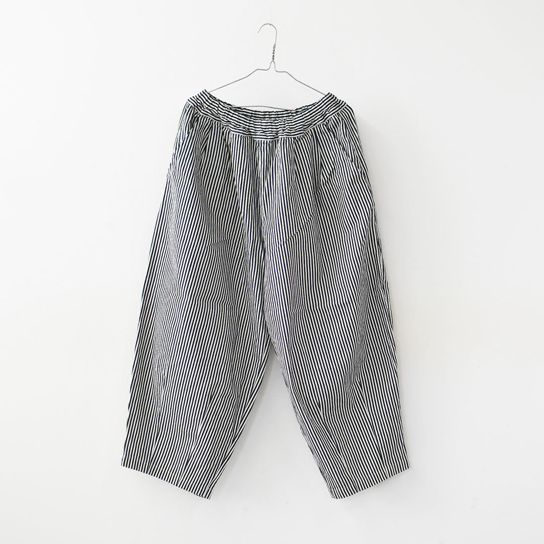 prit [プリット] 8oz ヒッコリーデニムボールパンツ [P71614] ヒッコリー柄・縦縞・ストライプ・ゆったりシルエット・リラックスパンツ・ナチュラルコーデ・カジュアル・柔らかデニム・LADY'S [2026SS]