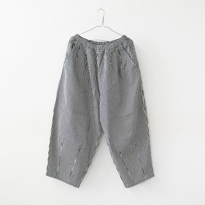 prit [プリット] 8oz ヒッコリーデニムボールパンツ [P71614] ヒッコリー柄・縦縞・ストライプ・ゆったりシルエット・リラックスパンツ・ナチュラルコーデ・カジュアル・柔らかデニム・LADY'S [2026SS]