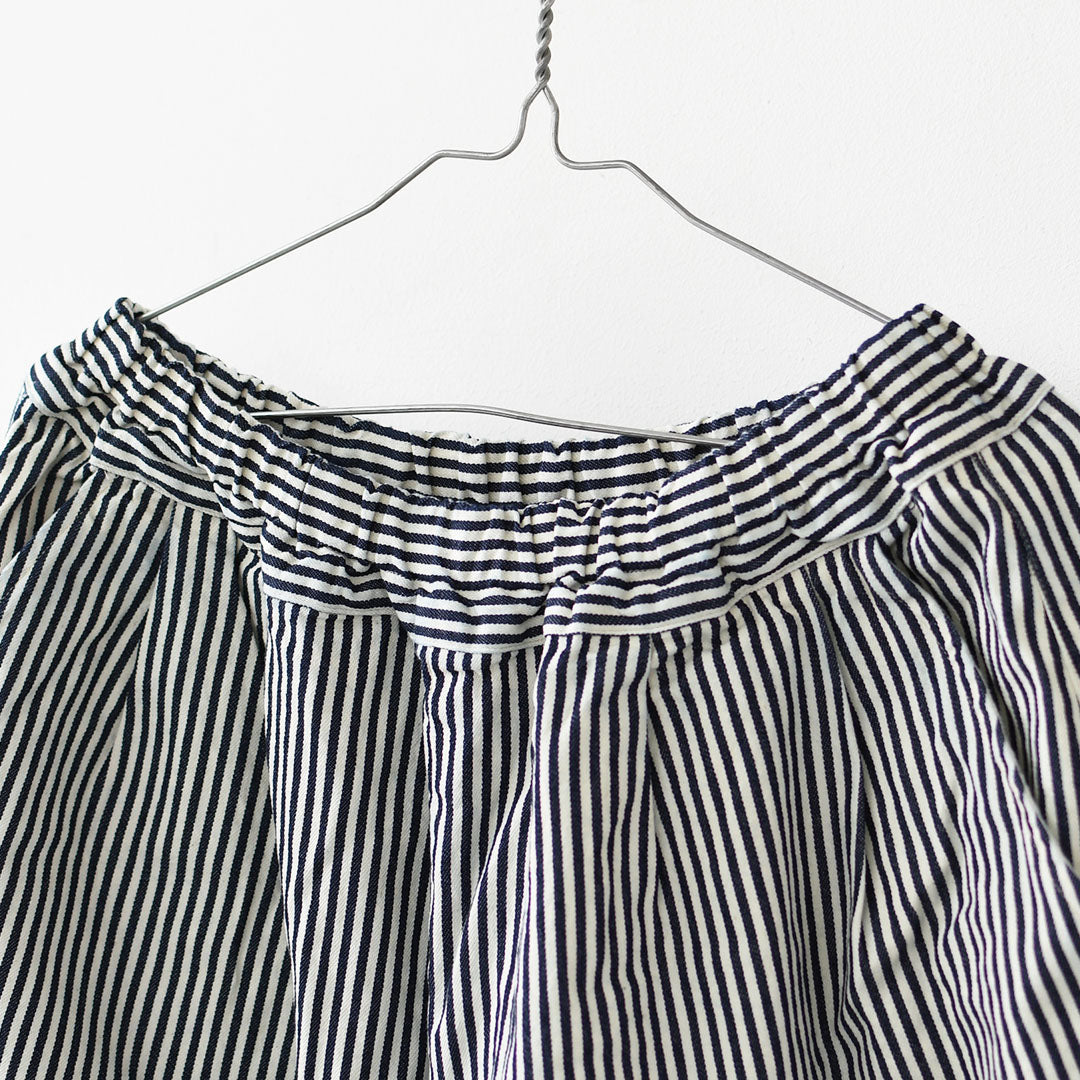 prit [プリット] 8oz ヒッコリーデニムボールパンツ [P71614] ヒッコリー柄・縦縞・ストライプ・ゆったりシルエット・リラックスパンツ・ナチュラルコーデ・カジュアル・柔らかデニム・LADY'S [2026SS]