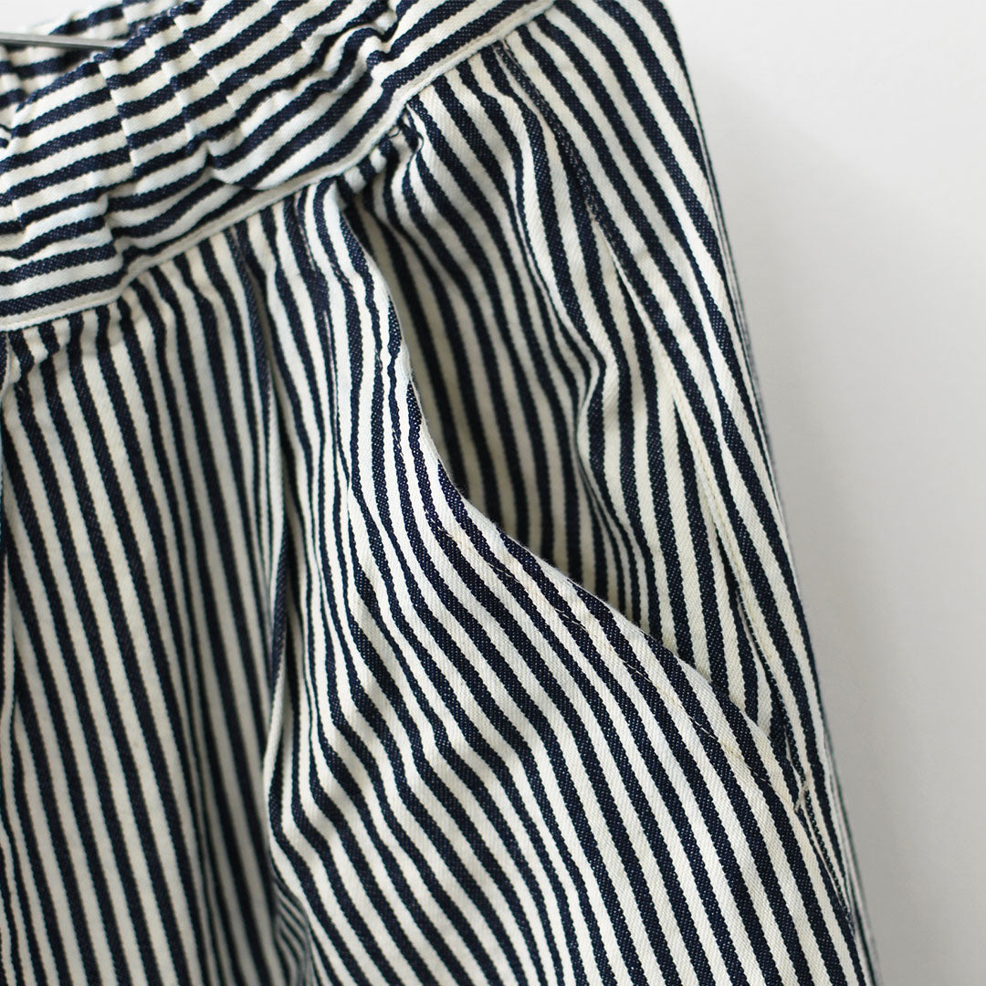 prit [プリット] 8oz ヒッコリーデニムボールパンツ [P71614] ヒッコリー柄・縦縞・ストライプ・ゆったりシルエット・リラックスパンツ・ナチュラルコーデ・カジュアル・柔らかデニム・LADY'S [2026SS]