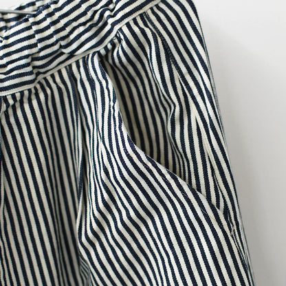 prit [プリット] 8oz ヒッコリーデニムボールパンツ [P71614] ヒッコリー柄・縦縞・ストライプ・ゆったりシルエット・リラックスパンツ・ナチュラルコーデ・カジュアル・柔らかデニム・LADY'S [2026SS]