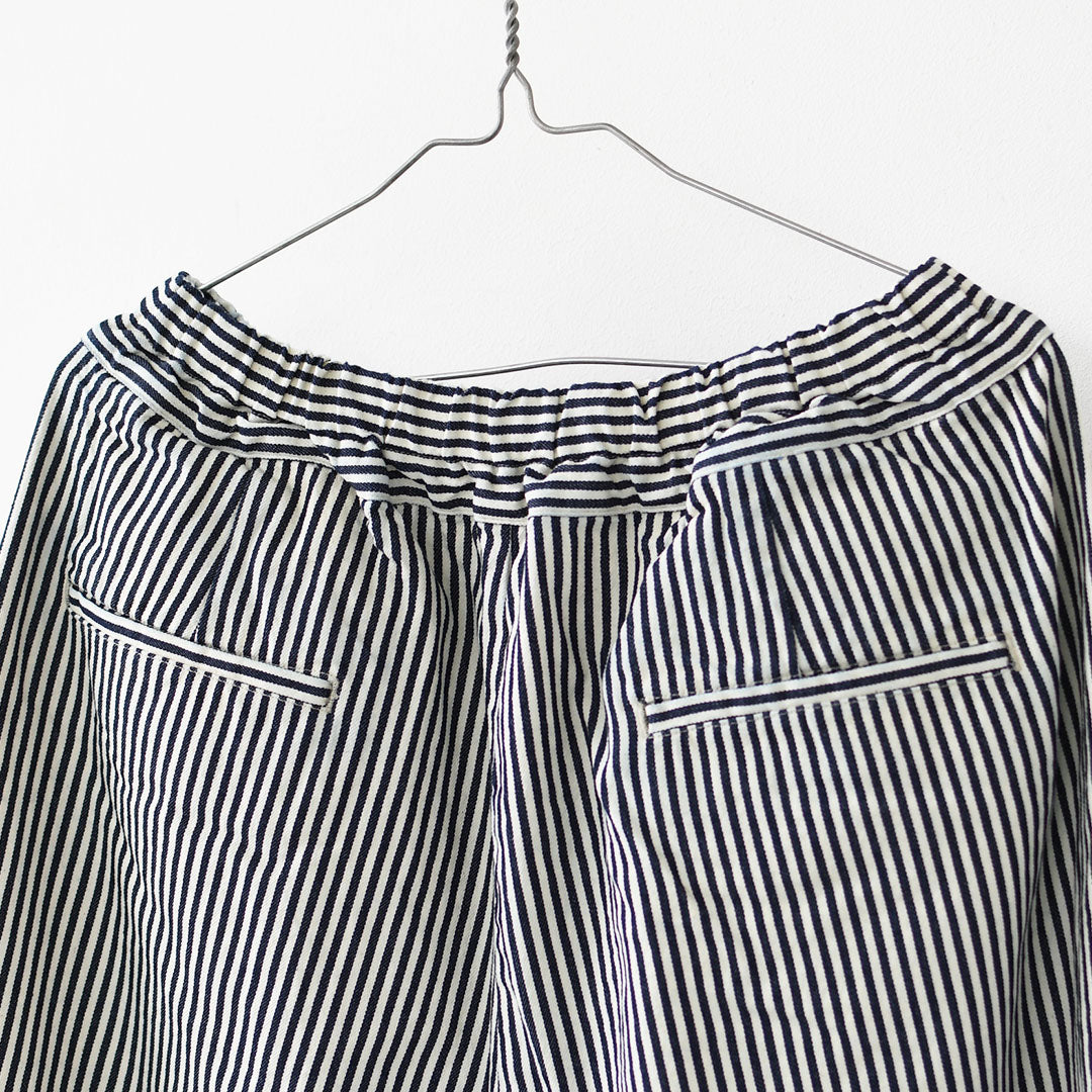 prit [プリット] 8oz ヒッコリーデニムボールパンツ [P71614] ヒッコリー柄・縦縞・ストライプ・ゆったりシルエット・リラックスパンツ・ナチュラルコーデ・カジュアル・柔らかデニム・LADY'S [2026SS]