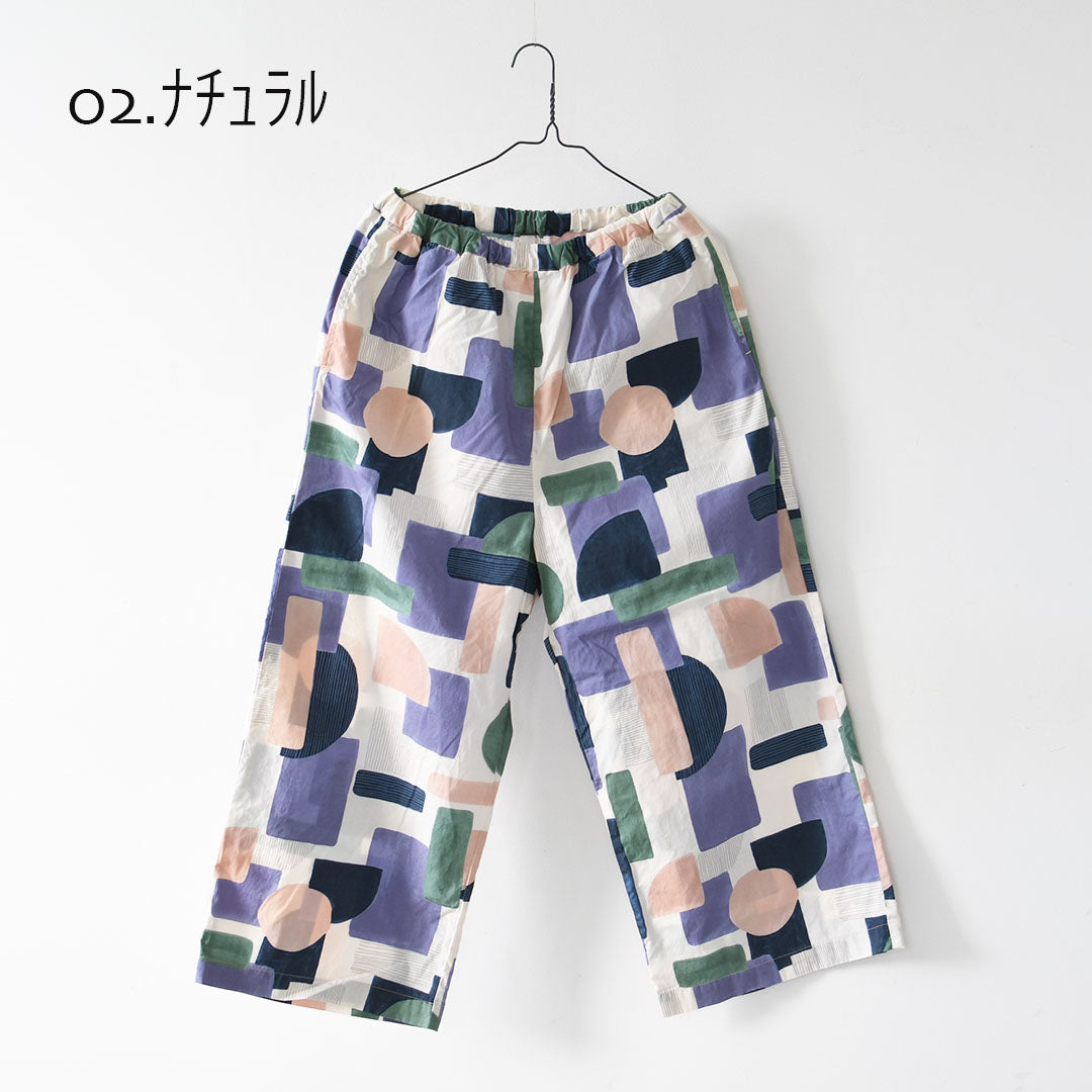 prit [プリット] 40/1ブロードコラージュプリントワイドパンツ [P71621] イージーパンツ・リラックスパンツ・ゆったっりシルエット・ワイド・柄パンツ・綿パンツ・LADY'S [2026SS]