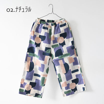 prit [プリット] 40/1ブロードコラージュプリントワイドパンツ [P71621] イージーパンツ・リラックスパンツ・ゆったっりシルエット・ワイド・柄パンツ・綿パンツ・LADY'S [2026SS]