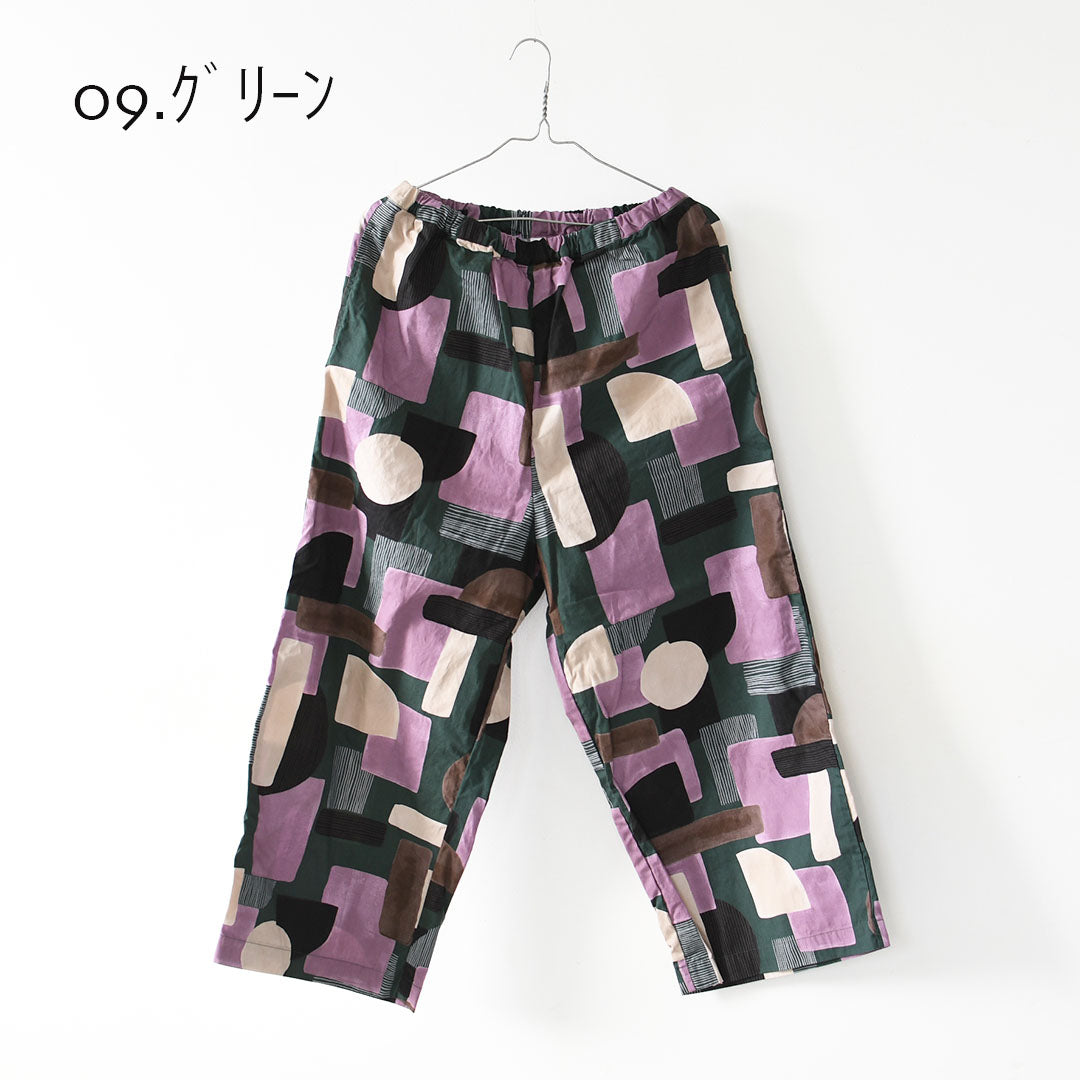 prit [プリット] 40/1ブロードコラージュプリントワイドパンツ [P71621] イージーパンツ・リラックスパンツ・ゆったっりシルエット・ワイド・柄パンツ・綿パンツ・LADY'S [2026SS]