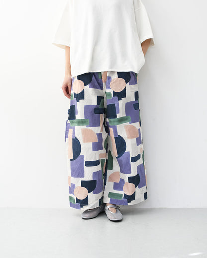 prit [プリット] 40/1ブロードコラージュプリントワイドパンツ [P71621] イージーパンツ・リラックスパンツ・ゆったっりシルエット・ワイド・柄パンツ・綿パンツ・LADY'S [2026SS]