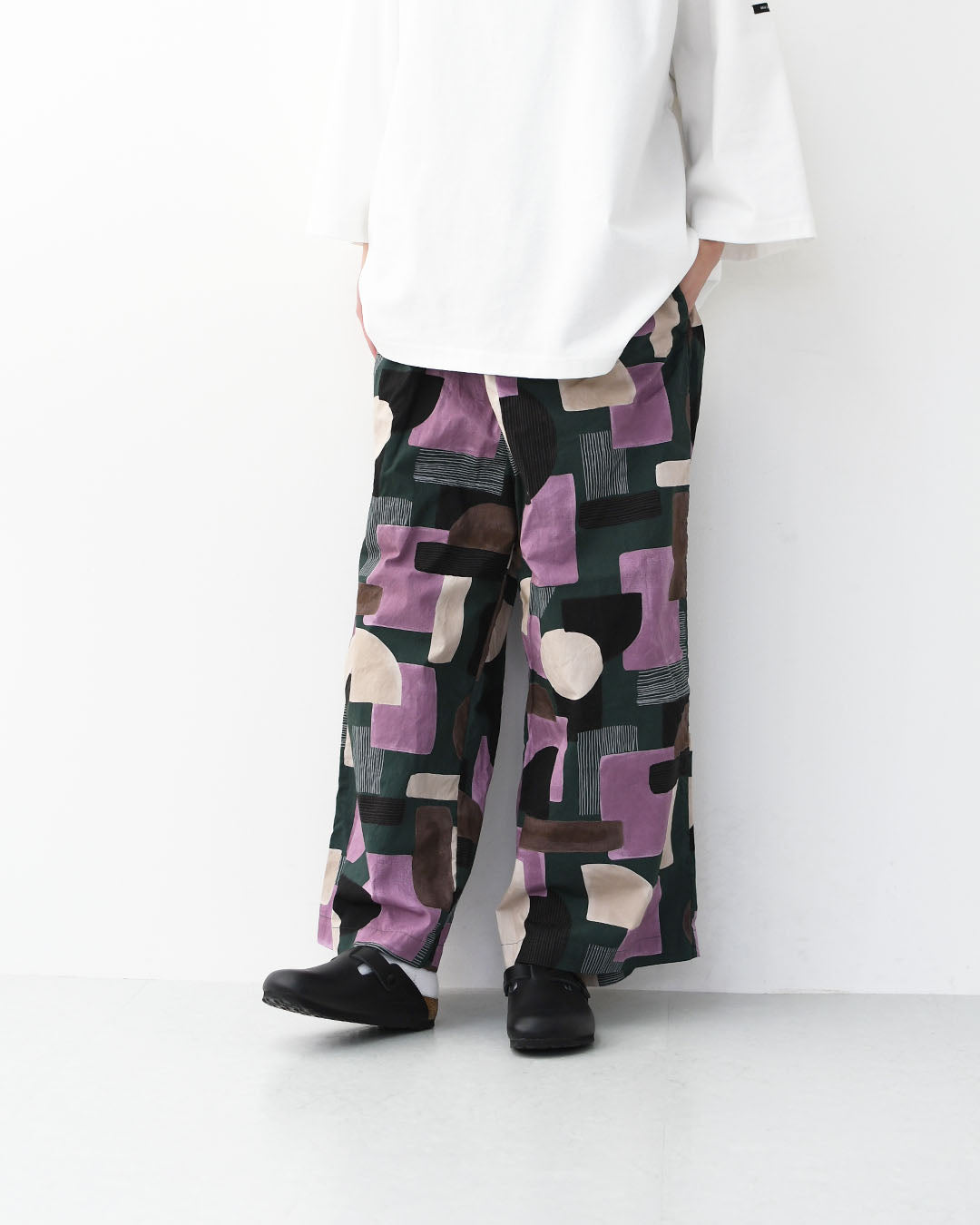 prit [プリット] 40/1ブロードコラージュプリントワイドパンツ [P71621] イージーパンツ・リラックスパンツ・ゆったっりシルエット・ワイド・柄パンツ・綿パンツ・LADY'S [2026SS]