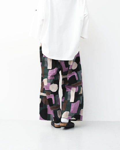 prit [プリット] 40/1ブロードコラージュプリントワイドパンツ [P71621] イージーパンツ・リラックスパンツ・ゆったっりシルエット・ワイド・柄パンツ・綿パンツ・LADY'S [2026SS]