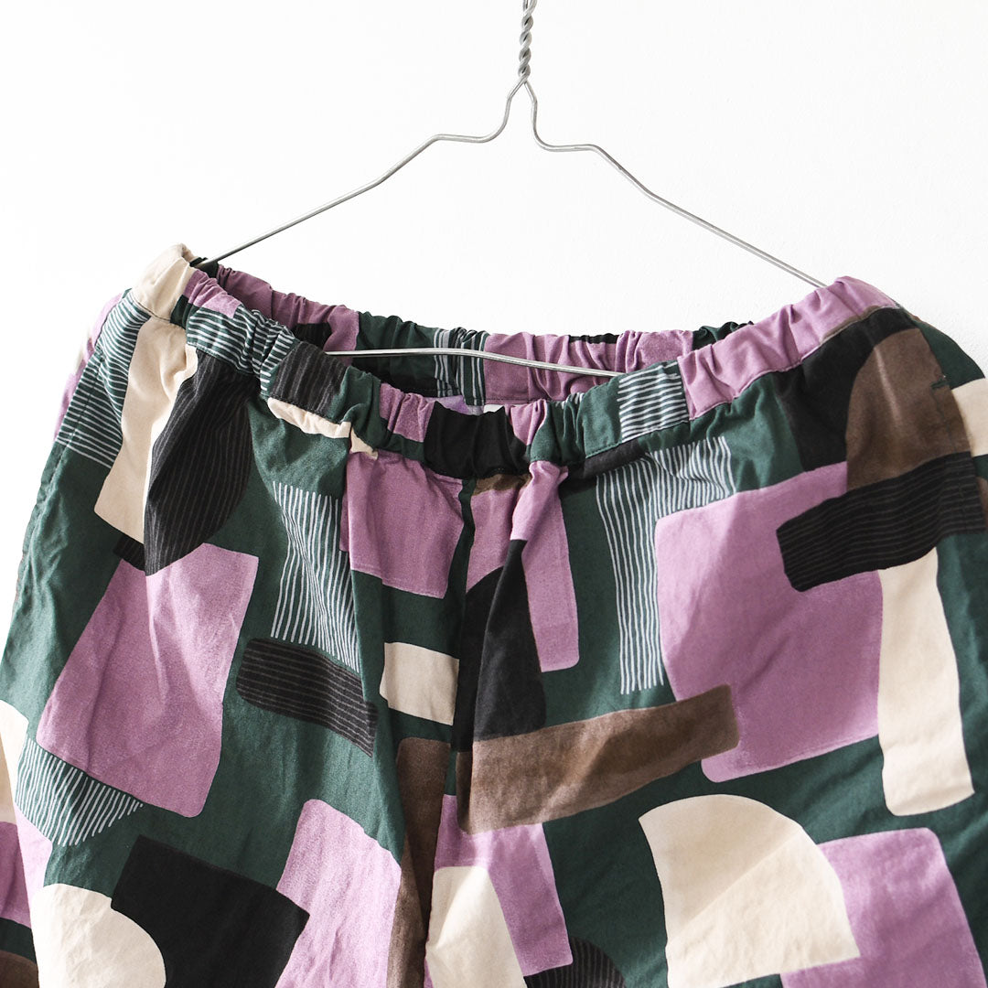 prit [プリット] 40/1ブロードコラージュプリントワイドパンツ [P71621] イージーパンツ・リラックスパンツ・ゆったっりシルエット・ワイド・柄パンツ・綿パンツ・LADY'S [2026SS]